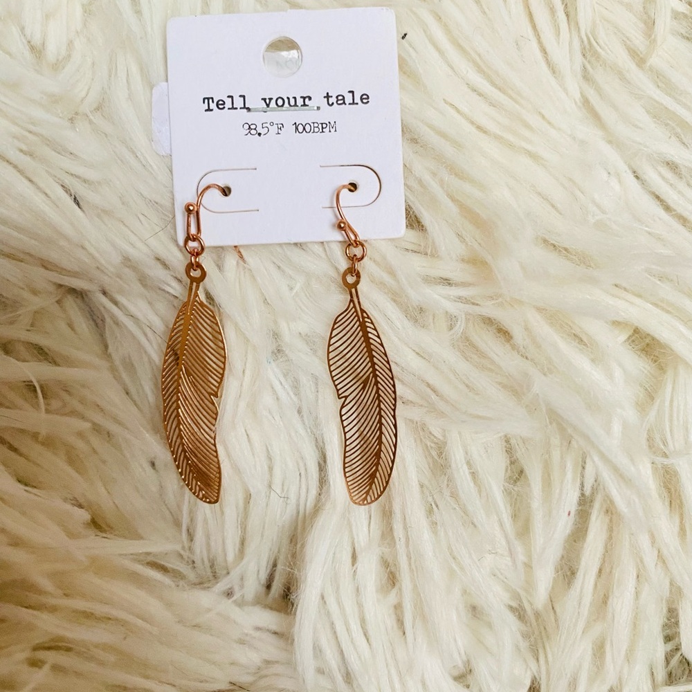 Gold Feather Earrings